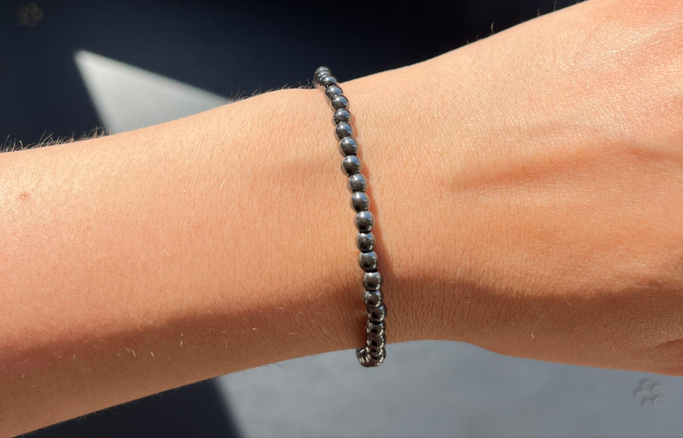 Bracelet boule 4mm - Hématite