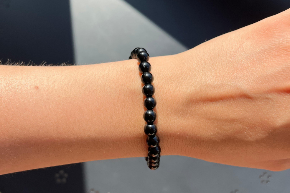 Bracelet boule 6mm - Obsidienne noire