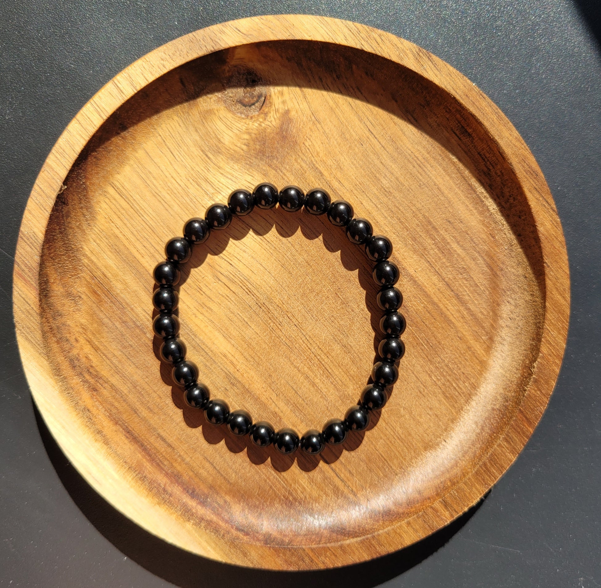 Bracelet boule 6mm - Obsidienne noire