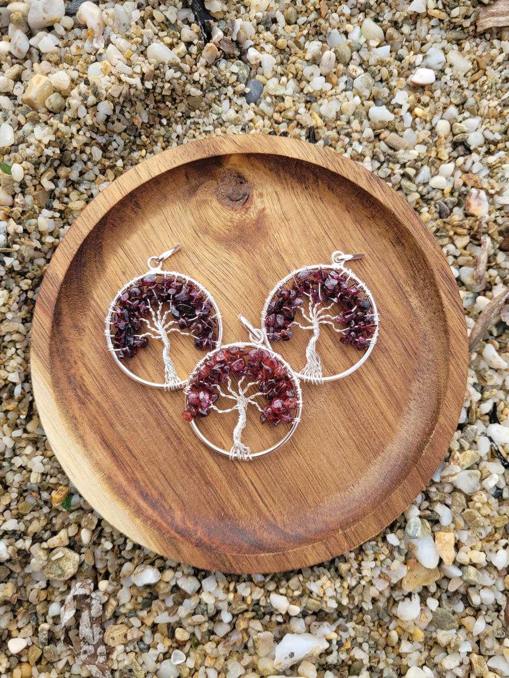 Pendentif arbre de vie 40mm - Grenat rouge