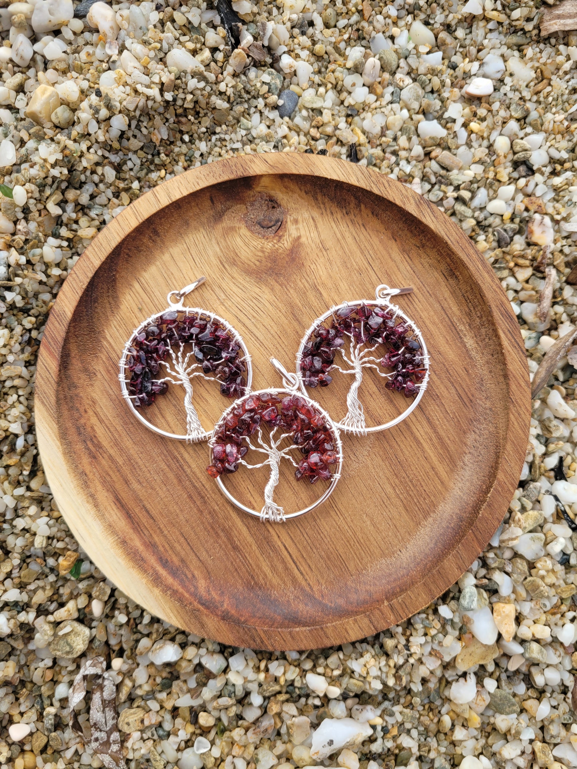 Pendentif arbre de vie 40mm - Grenat rouge