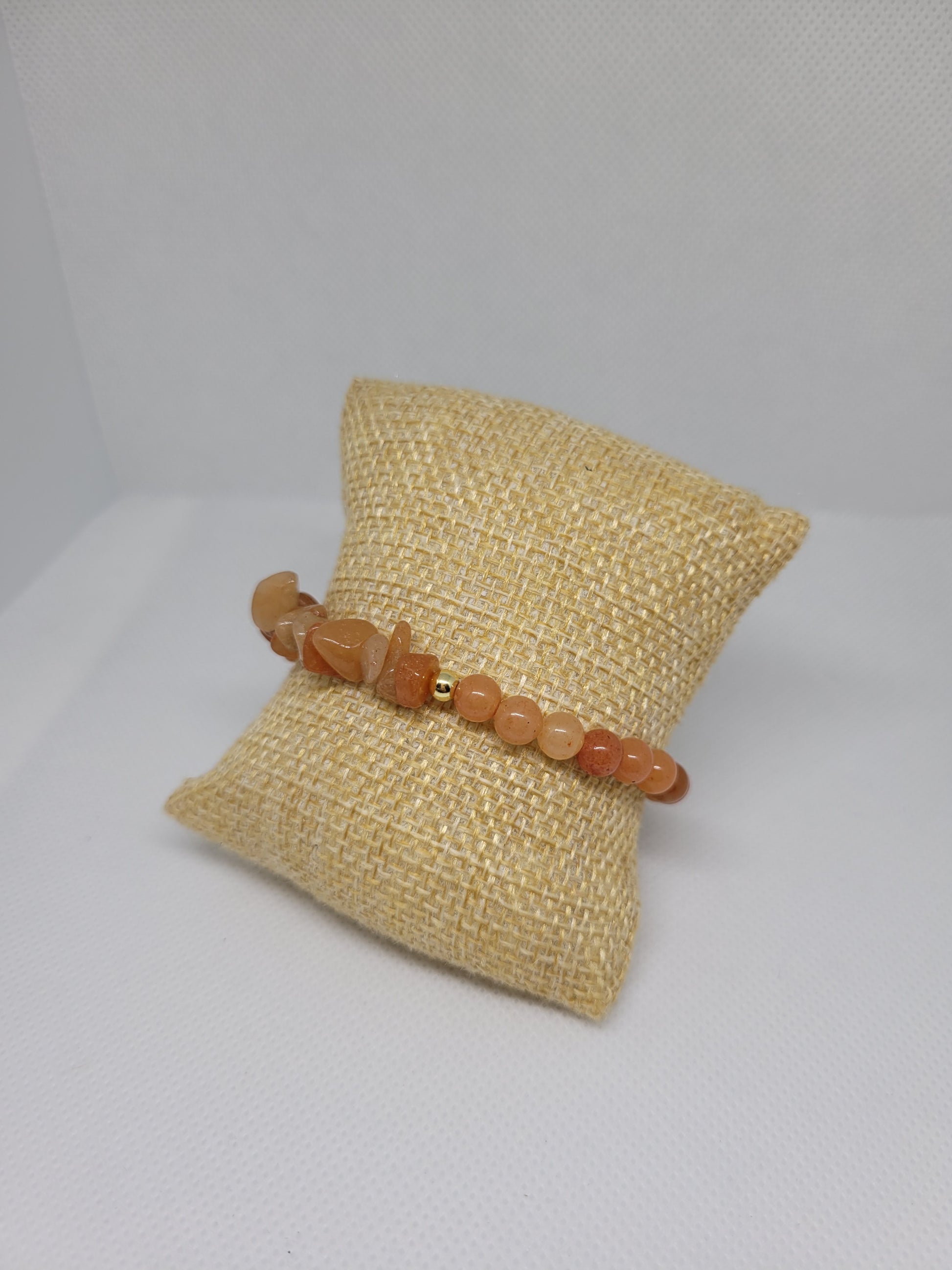 Bracelet mix boules et chips - Aventurine orange