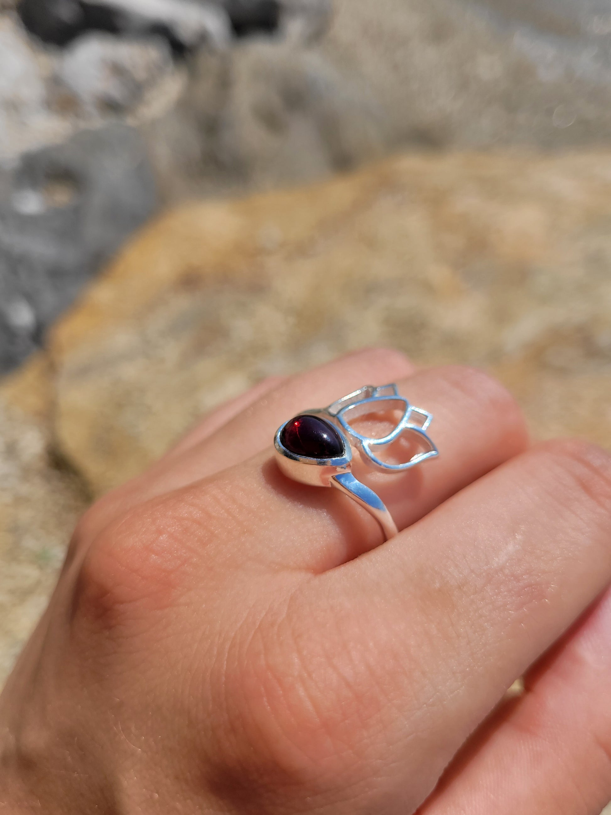 Bague argent 925 - Grenat rhodolite