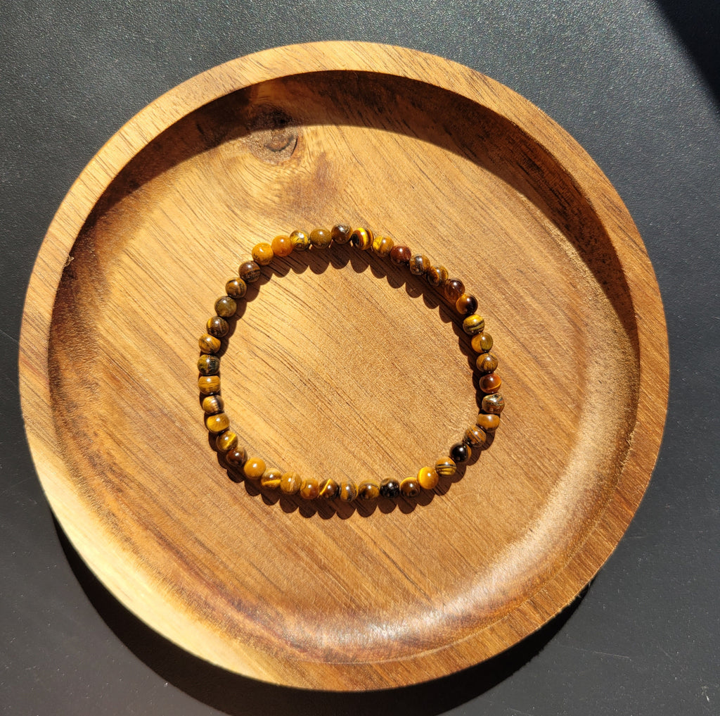 Bracelet boule 4mm - Œil de tigre