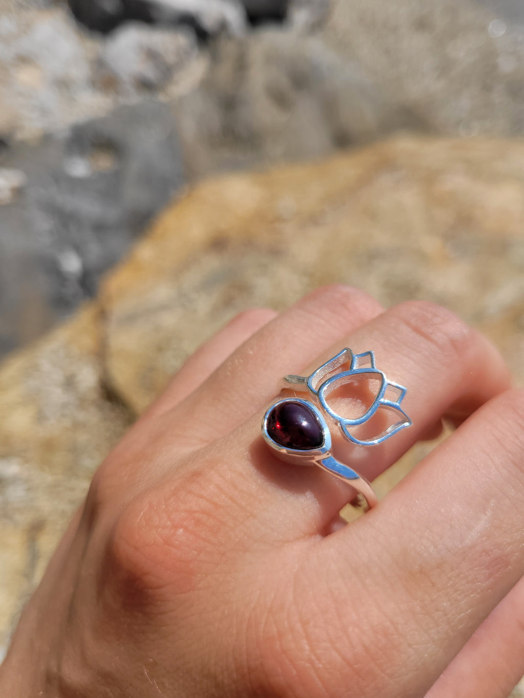 Bague argent 925 - Grenat rhodolite