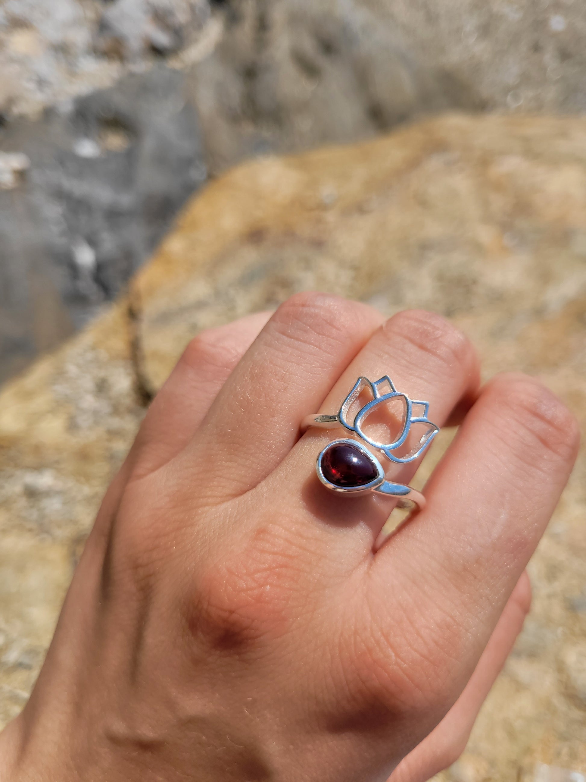 Bague argent 925 - Grenat rhodolite