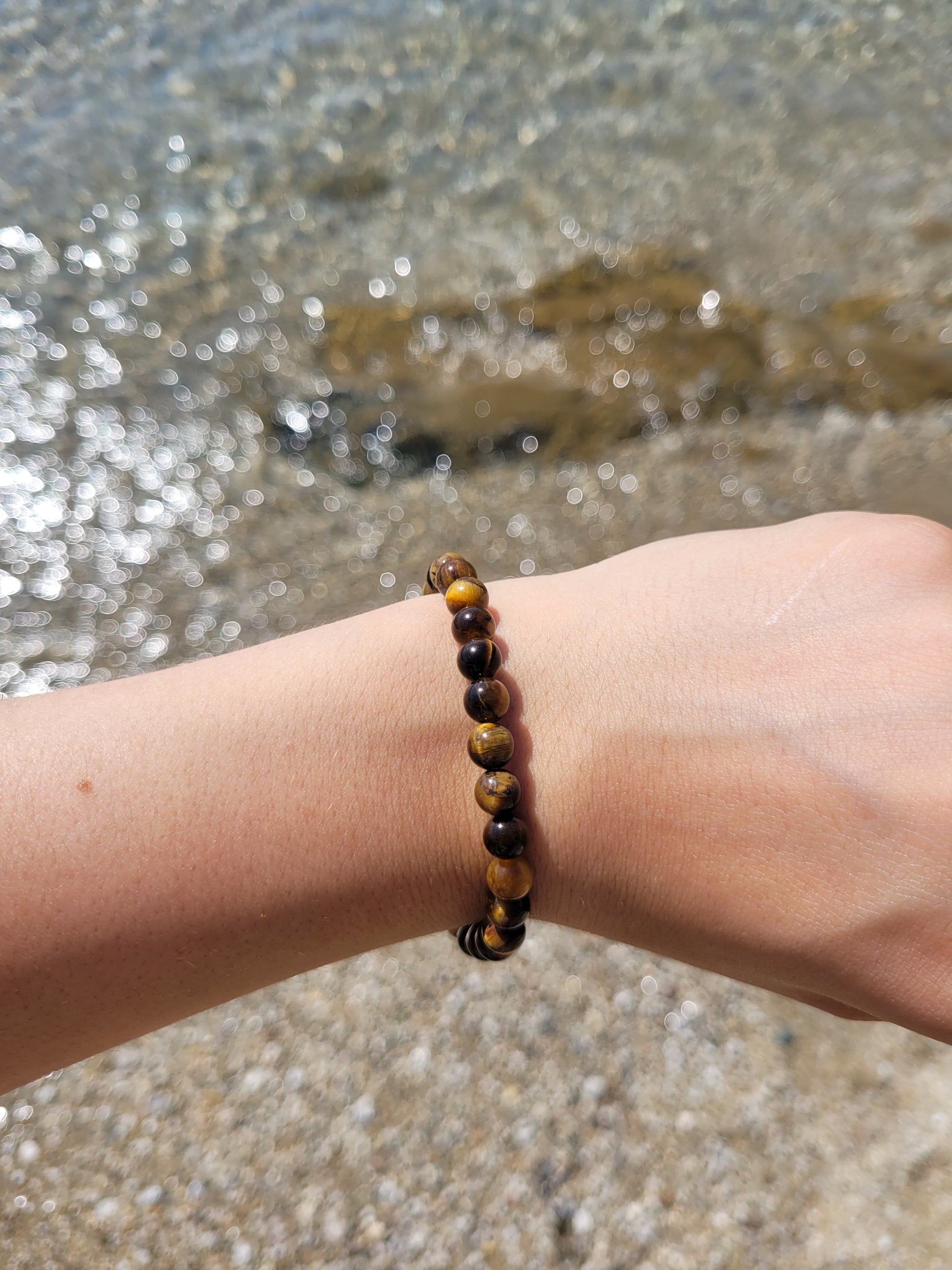 Bracelet boule 6mm - Œil de tigre