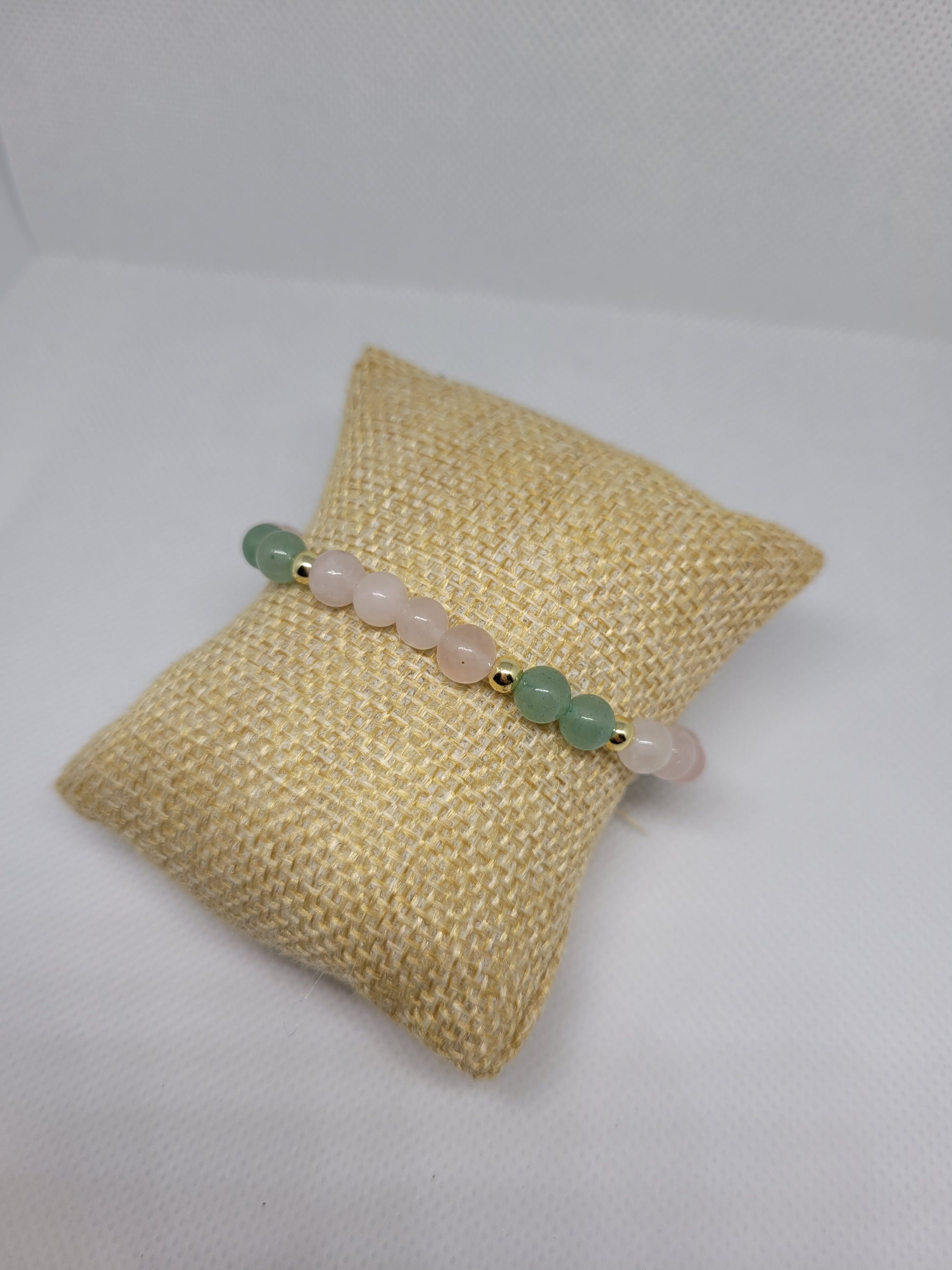 Bracelet boules 6mm - Aventurine et Quartz Rose