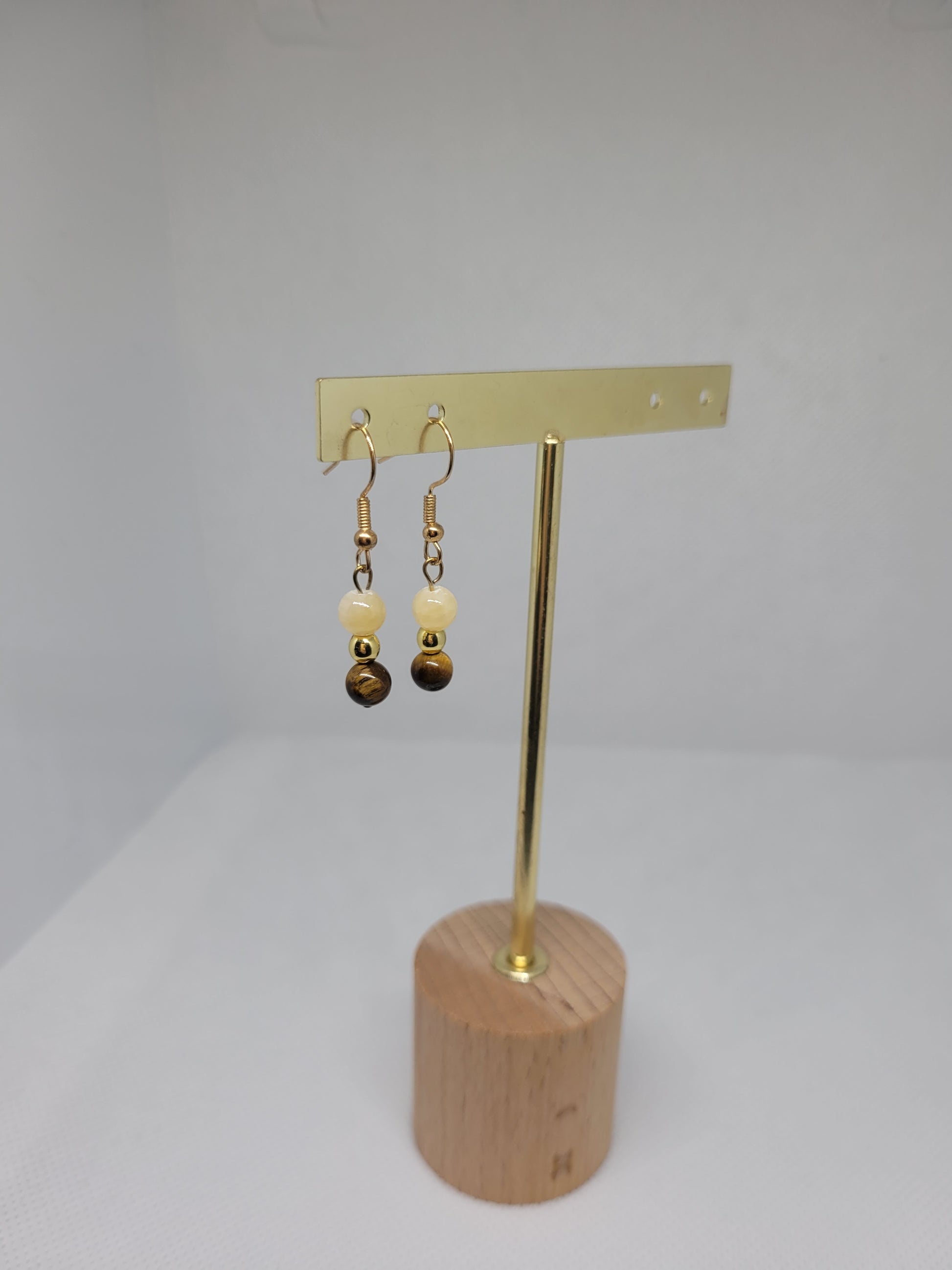 Boucles Œil du tigre et calcite jaune