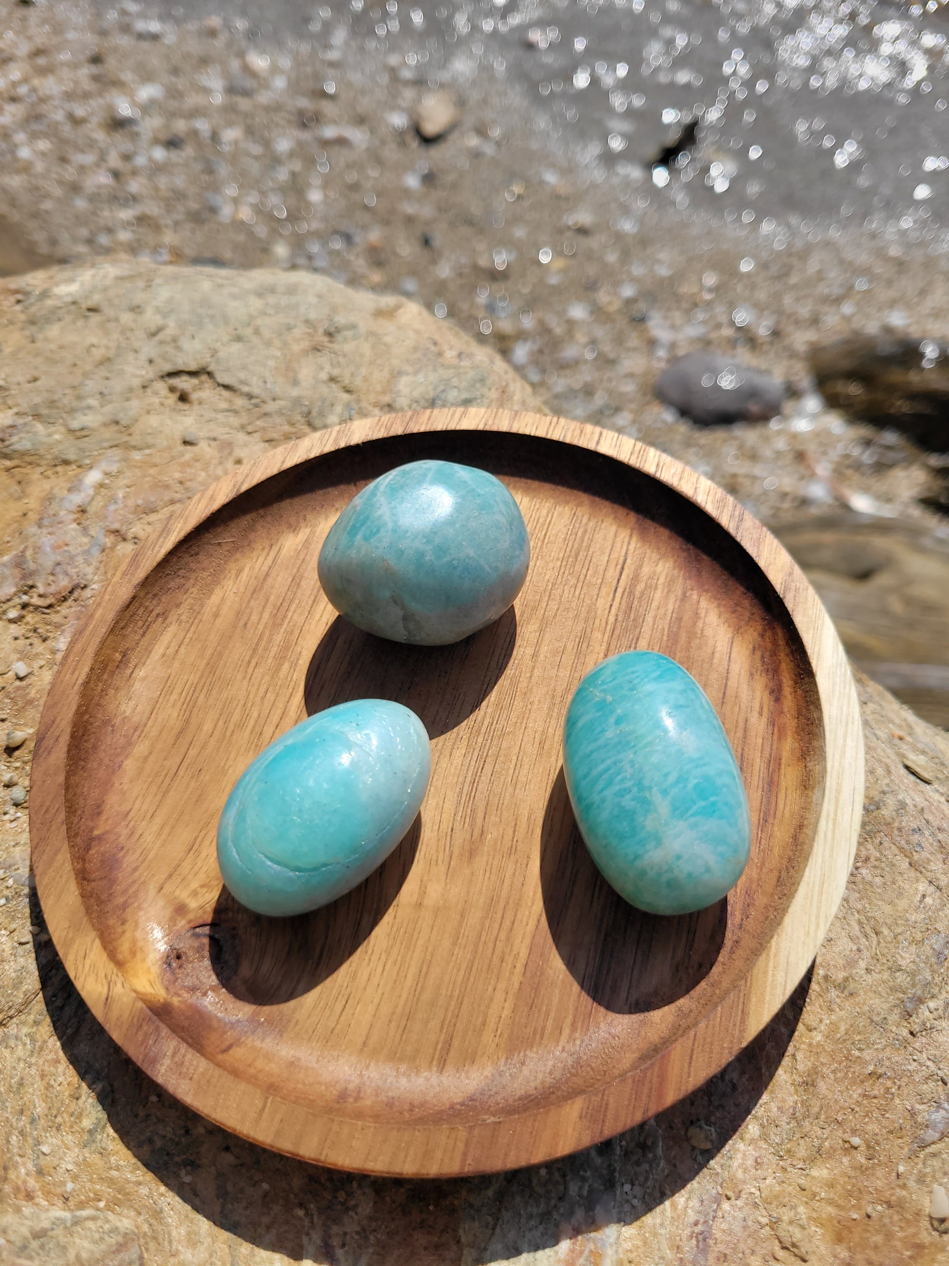 Pierre roulée ronde 30 à 50mm - Amazonite