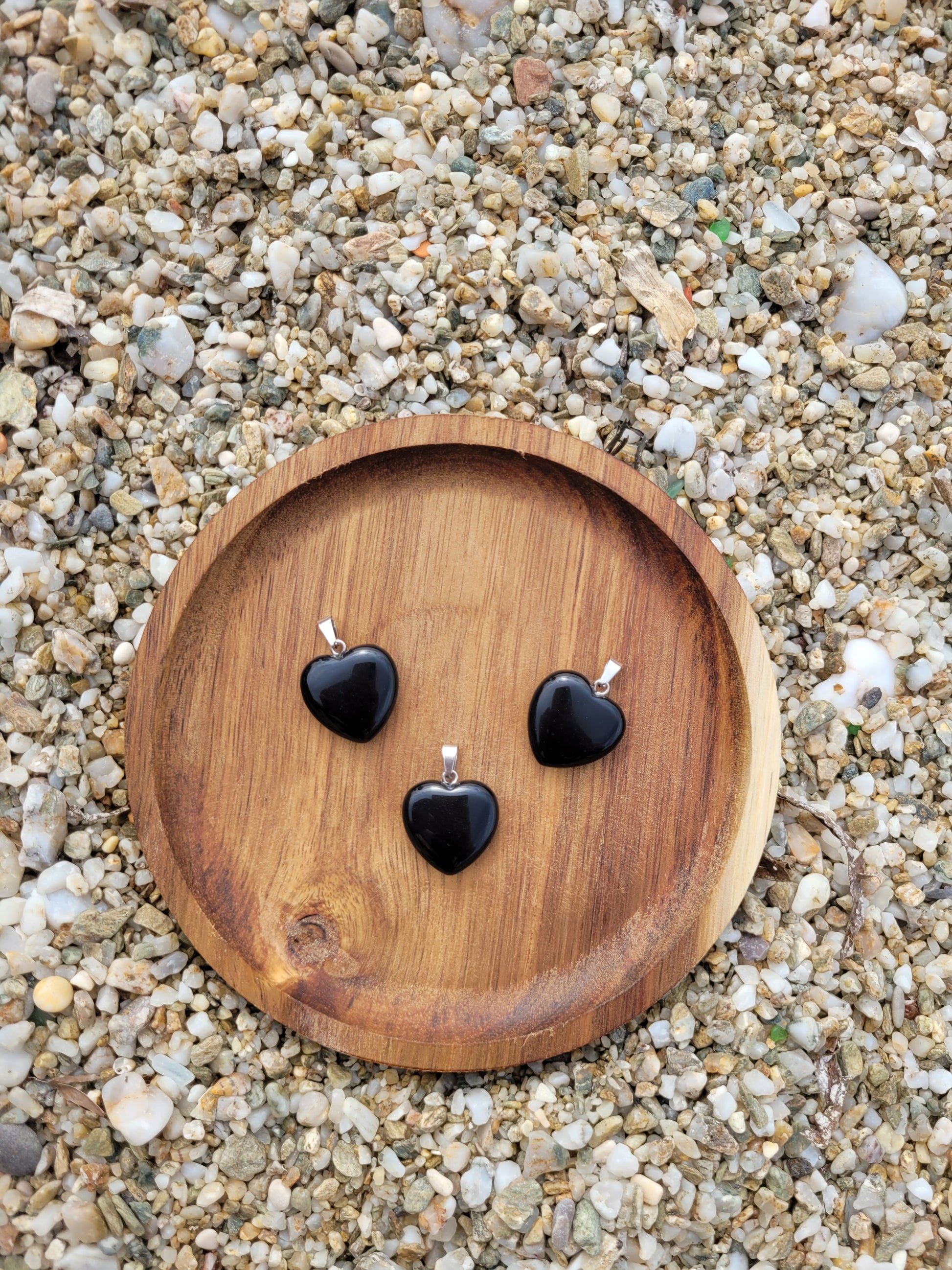 Pendentif cœur 20mm - Obsidienne noire