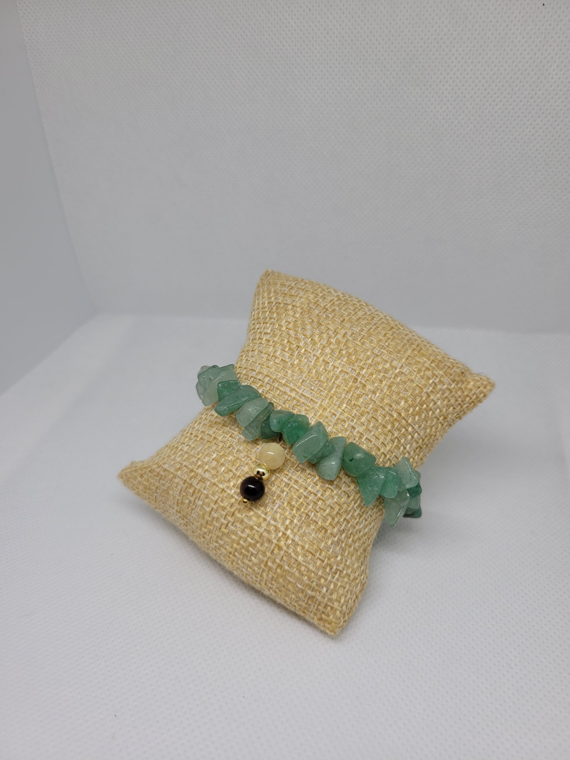 Bracelet chips - Aventurine verte avec pendentif en Œil de tigre et Calcite jaune