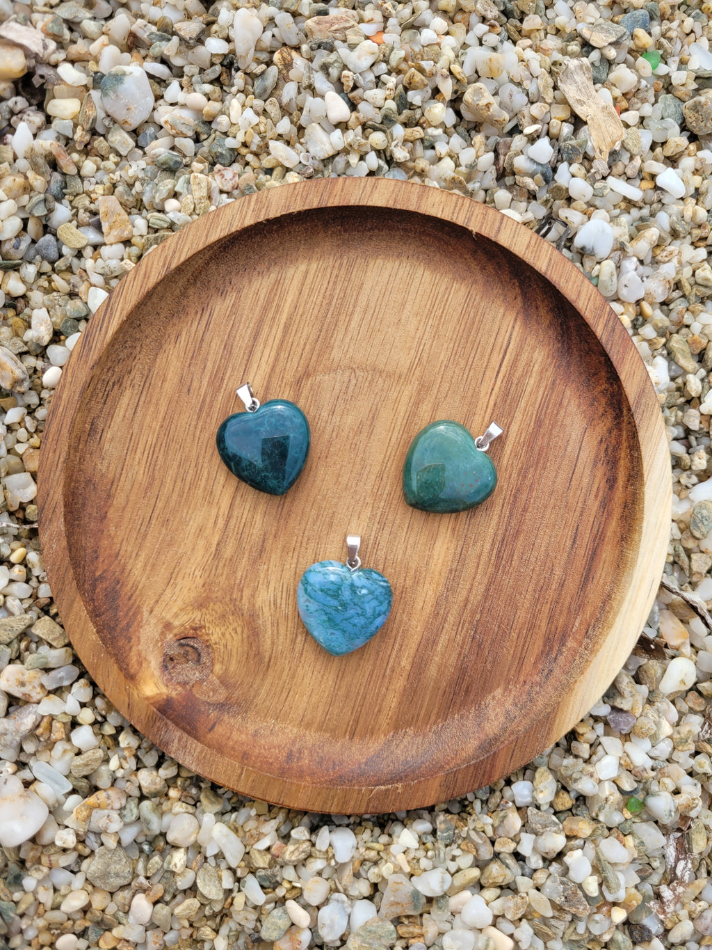 Pendentif cœur 20mm - Agate mousse