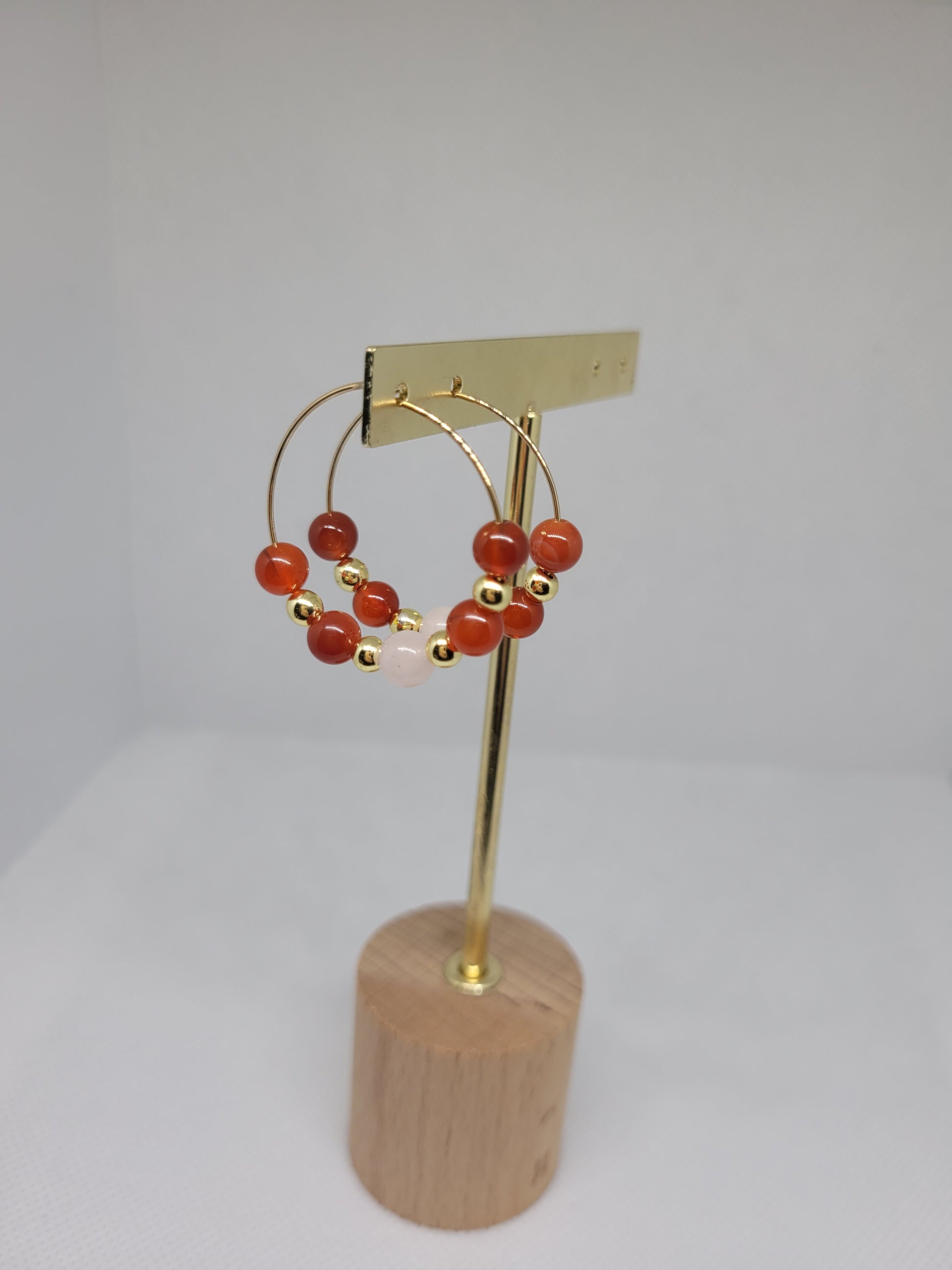 Boucles Cornaline et Quartz rose