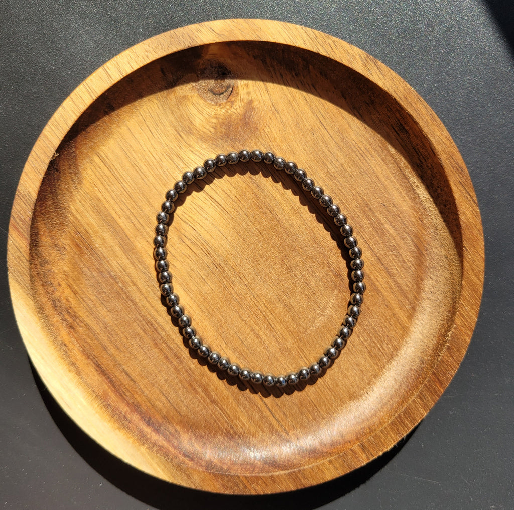 Bracelet boule 4mm - Hématite