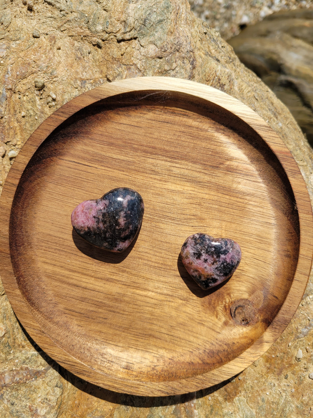 Galet cœur 20mm - Rhodonite