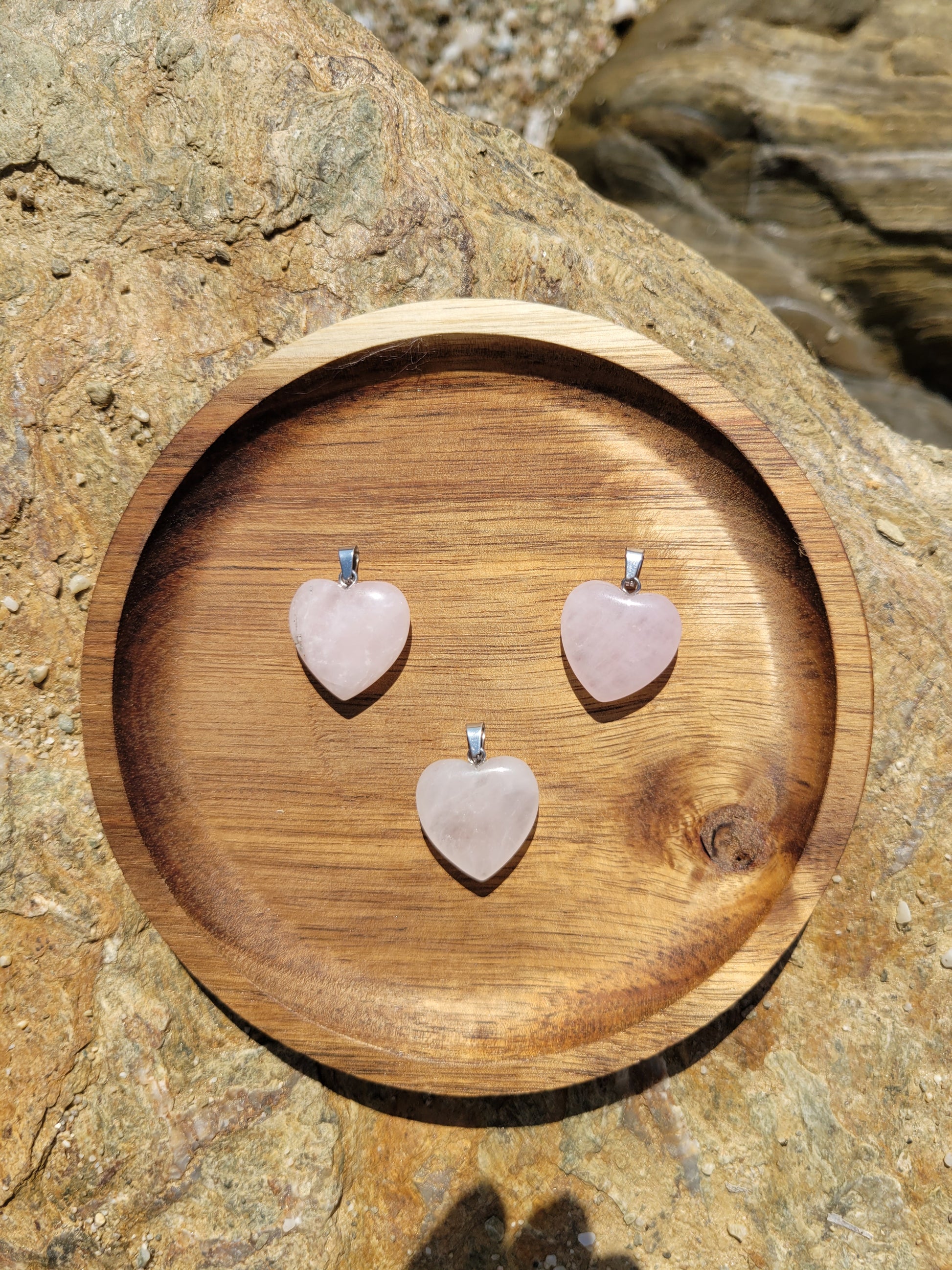 Pendentif cœur 20mm - Quartz rose