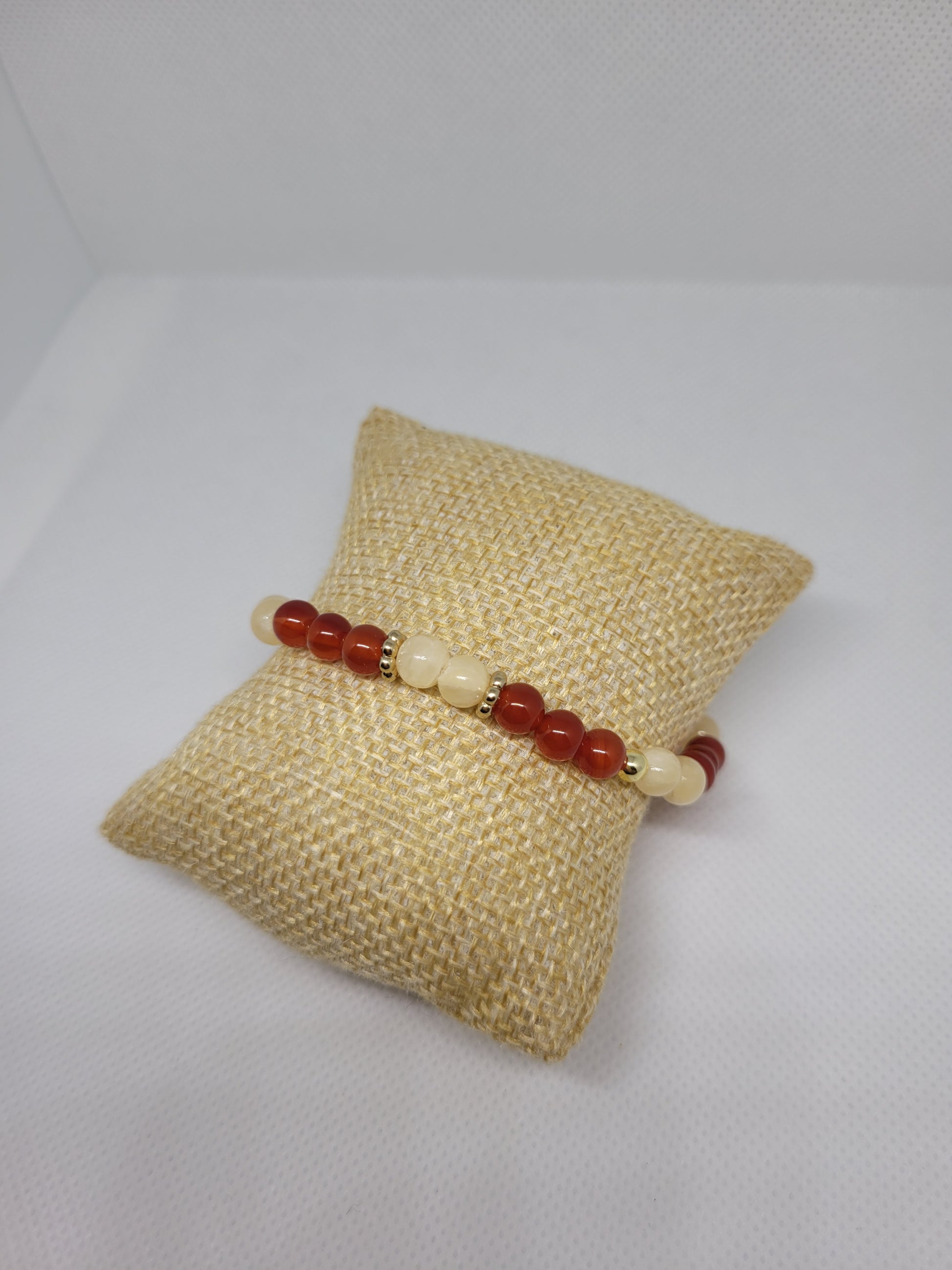 Bracelet boules 6mm - Cornaline et Calcite jaune