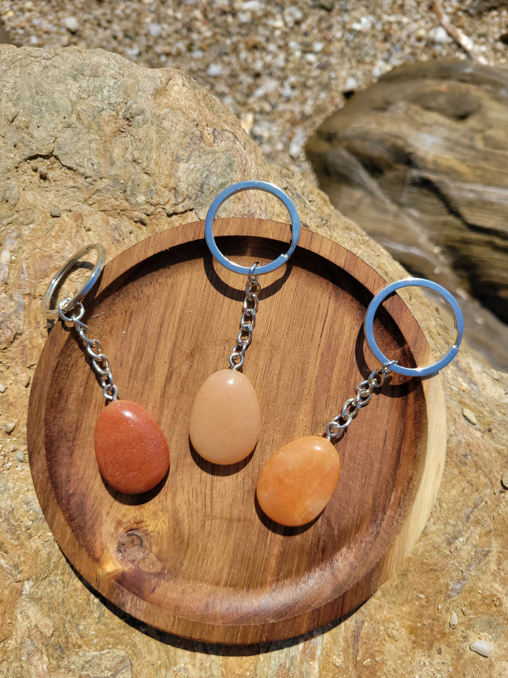 Porte clé forme goutte - Aventurine orange