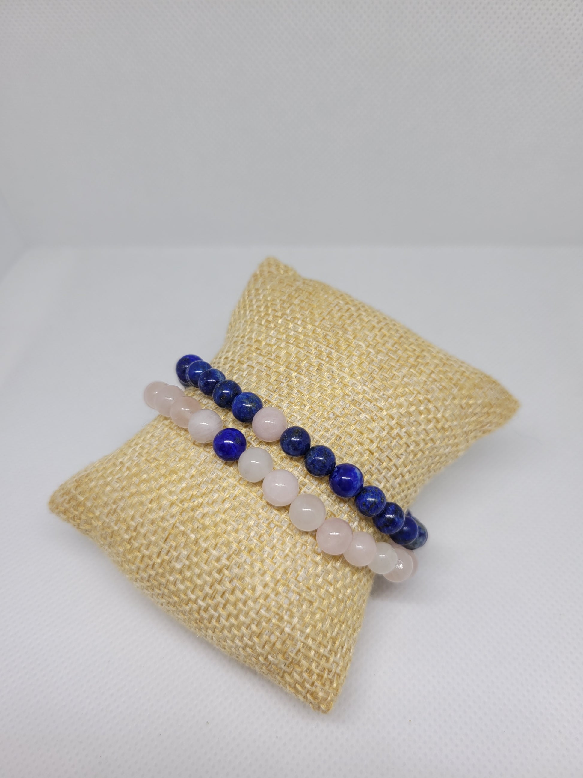 💙 Bracelet duo - Lapis-lazuli et Quartz rose 🩷